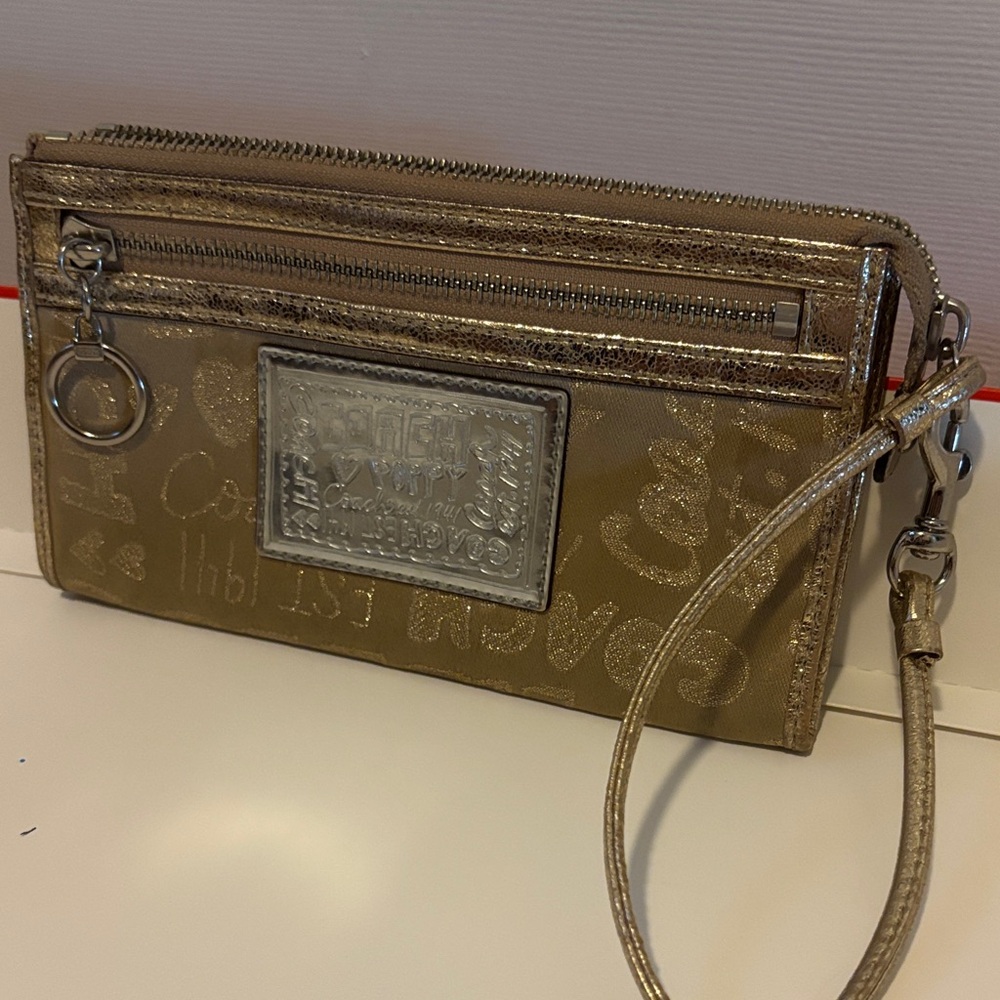 Coach Gold Signature Wristlet Clutch - Picture 8 of 9